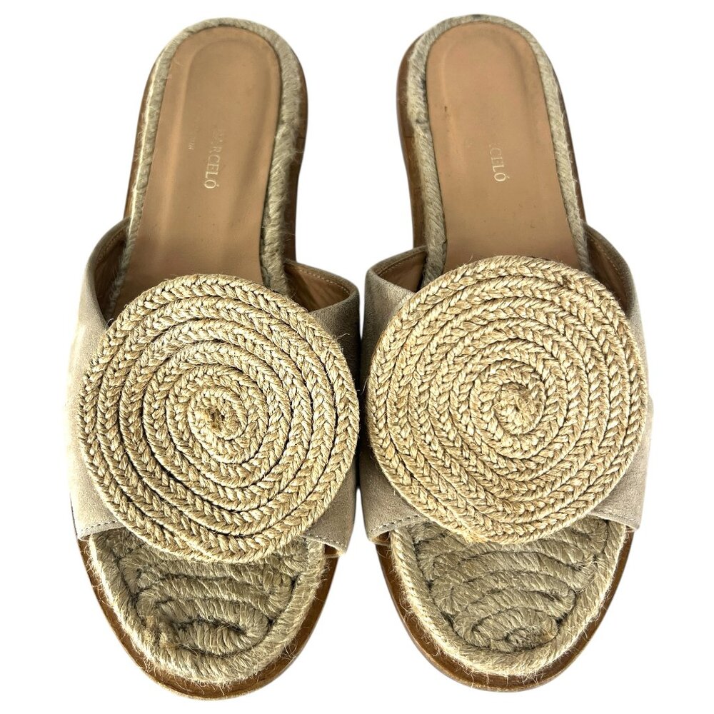 Paloma Barceló Emilie Suede Slide Sandals in Nude Jute Size US 5 ½ or 6 EU 36